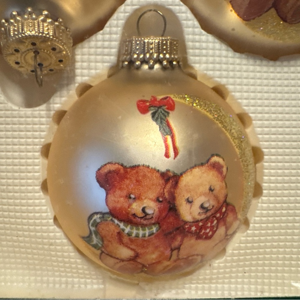 Krebs Christmas Glass Teddy Bear with Moon Vintage - Picture 3 of 7